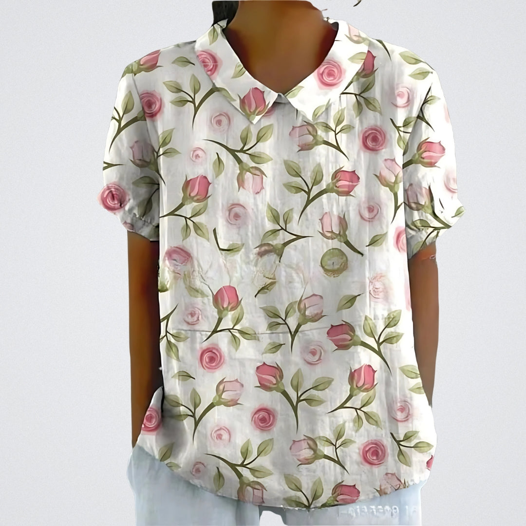 Lina | Blusa in lino floreale