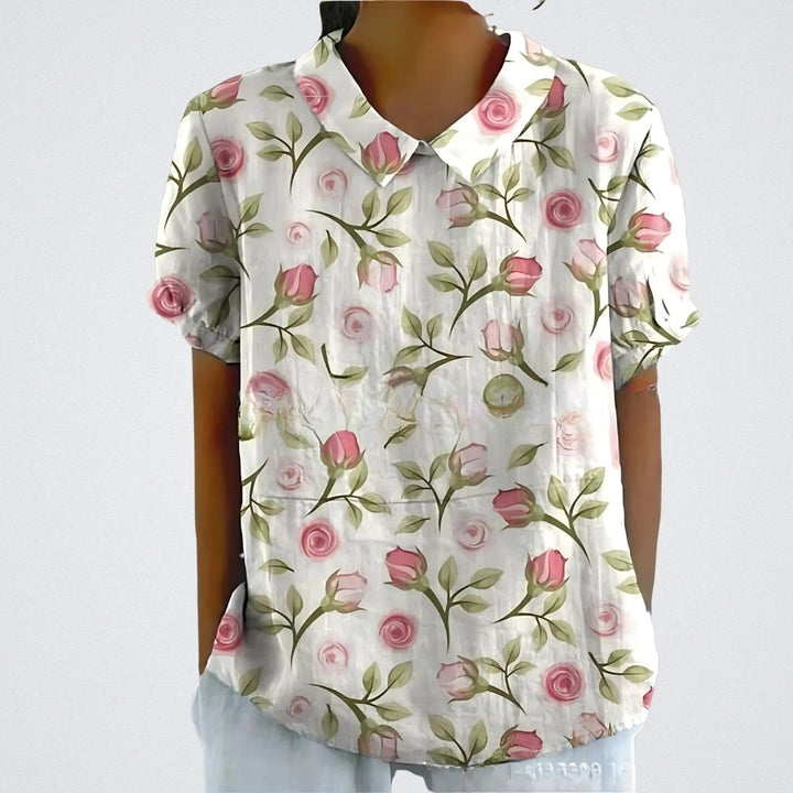 Lina | Blusa in lino floreale