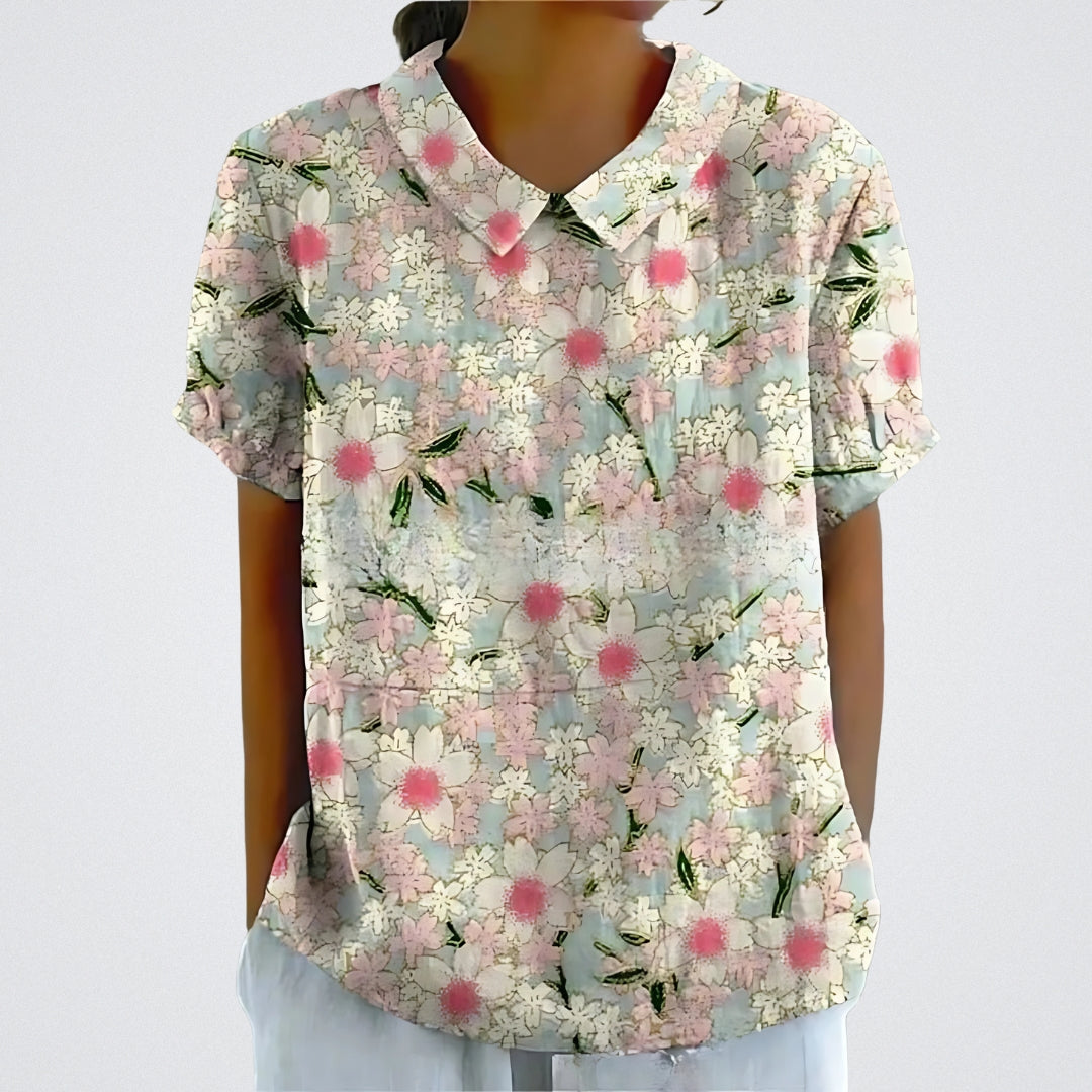 Lina | Blusa in lino floreale