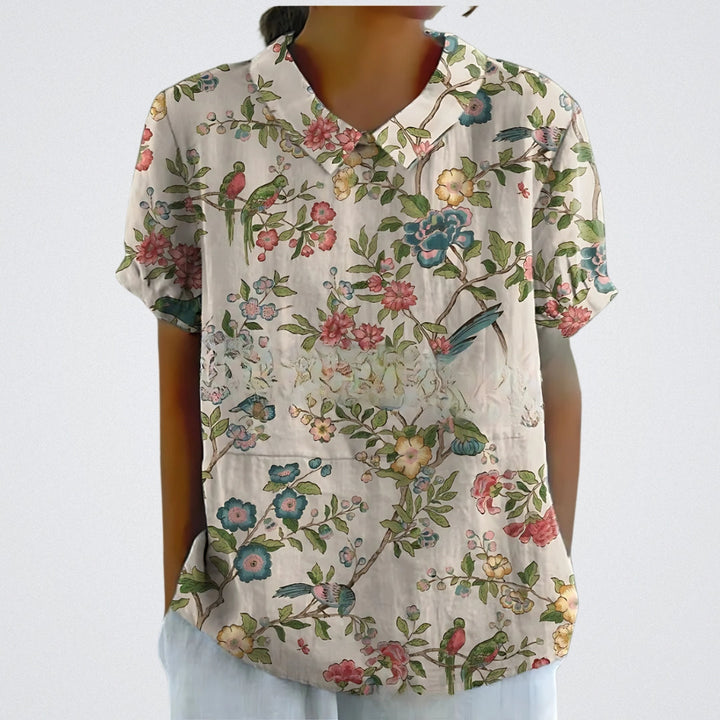 Lina | Blusa in lino floreale